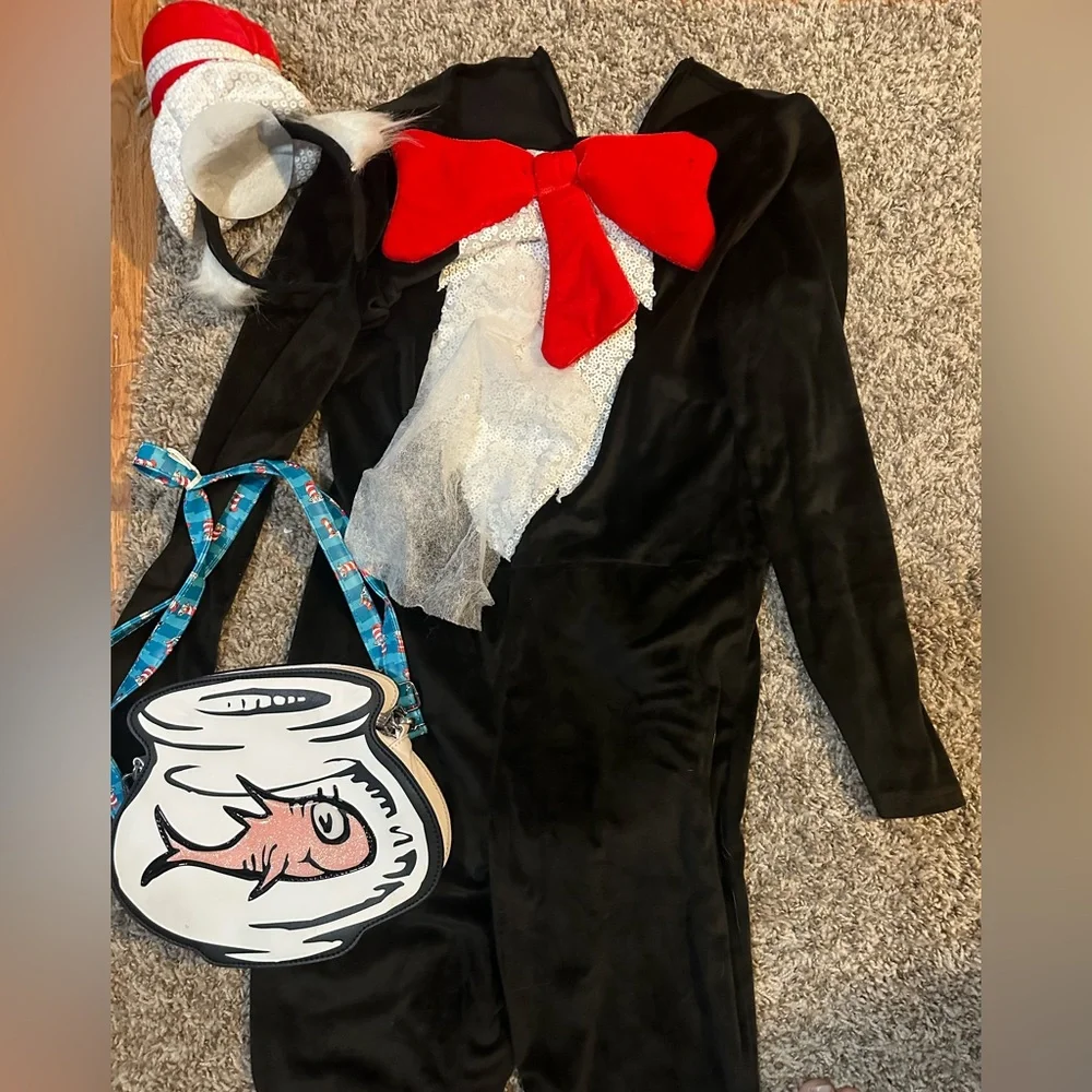 Spirit Halloween Adult Cat in the Hat Bell Bottom Jumpsuit Costume Dr. Seuss SzM - Picture 9 of 9